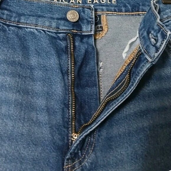 American Eagle Carpenter Jeans 8 High Rise Baggy Straight Double Front Denim - Picture 6 of 11